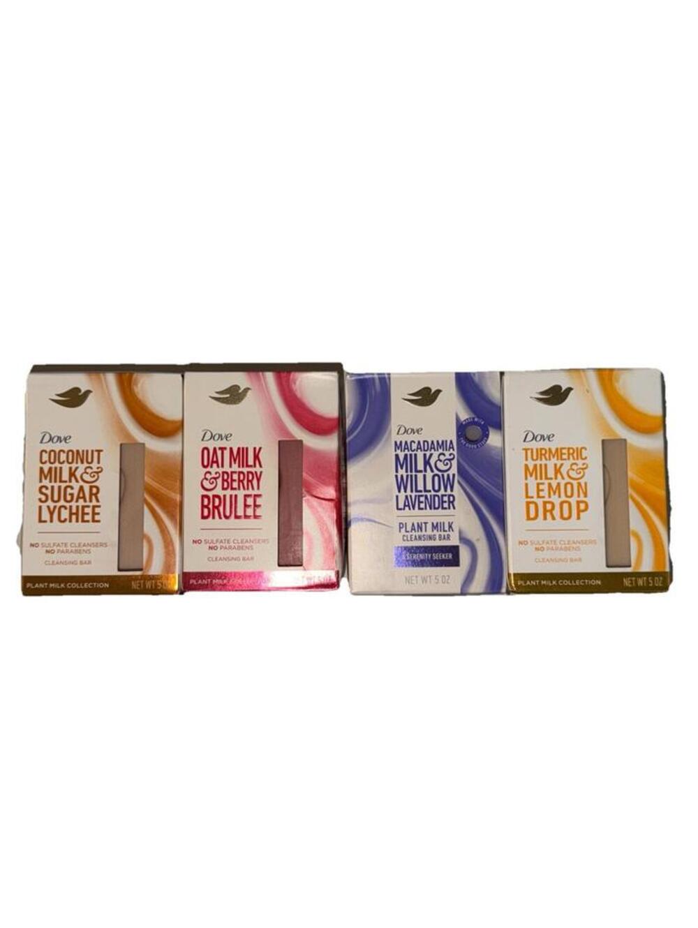 Dove Plant Milk Cleansing Bar Soap 5oz Moisturized Skin Variety Pack Lot Of 4